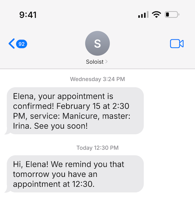 Telegram appointment reminder